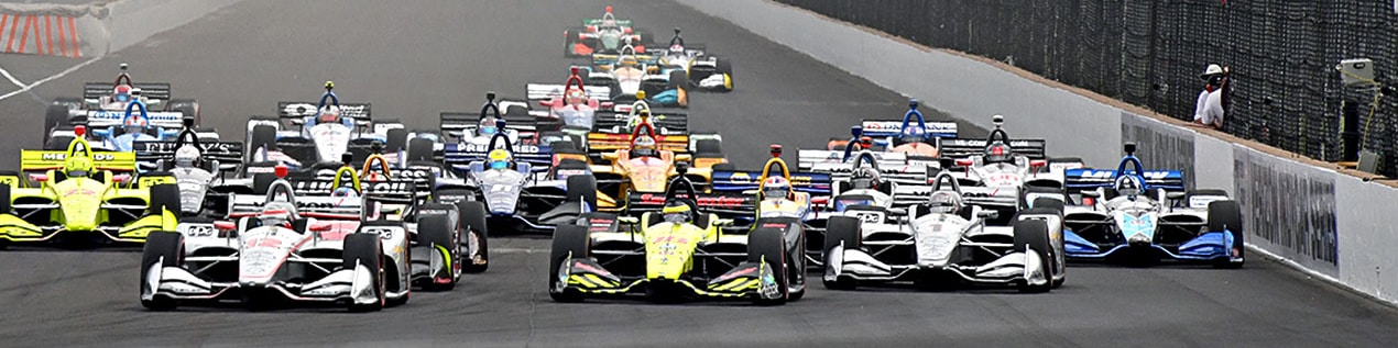indy cars racing to through the start line Boston